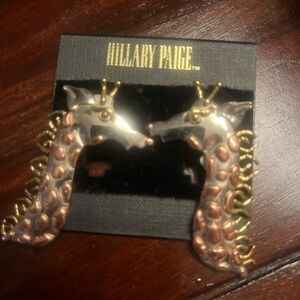 Vintage 1960’s Brass & Copper 2.5” Giraffe Shaped Earrings 60’s by SWS